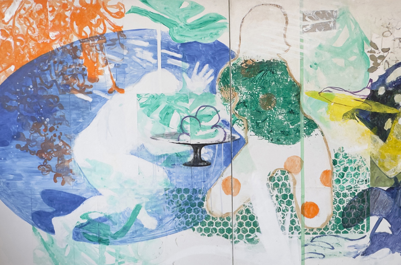 Spring 2022, Diptych, 125,7 x 211 cm, Watercolor on paper on canvas, Uta Reinhardt
